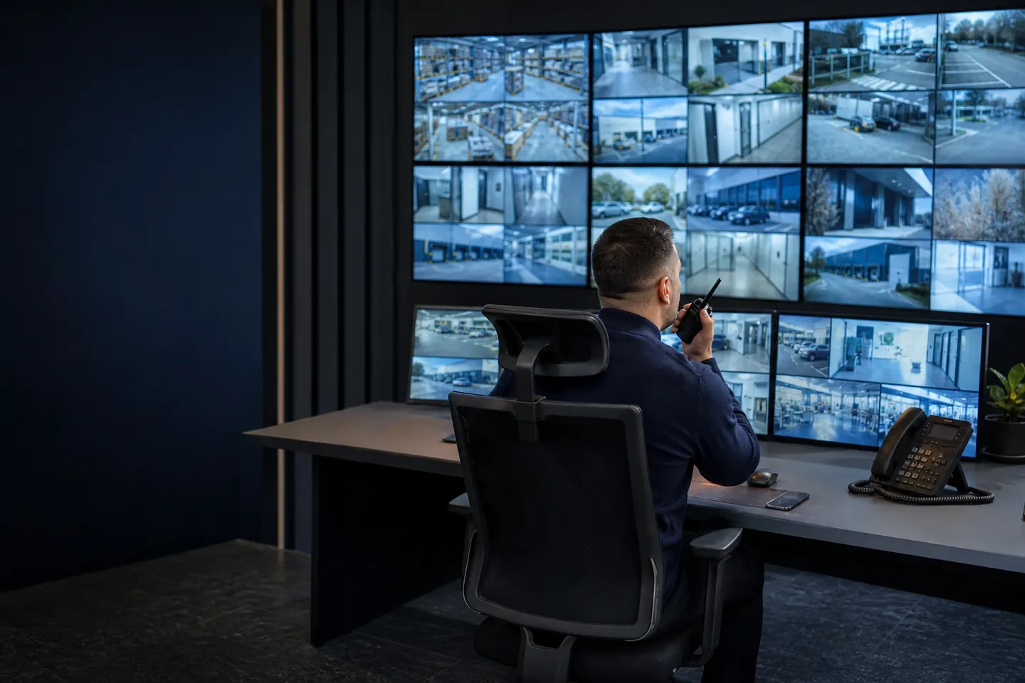 Operator într-un centru de monitorizare video